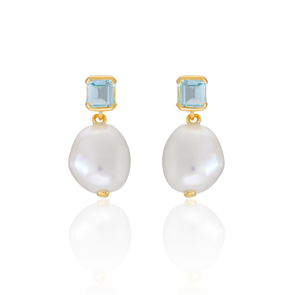 Gold store Pearl Earring Blue