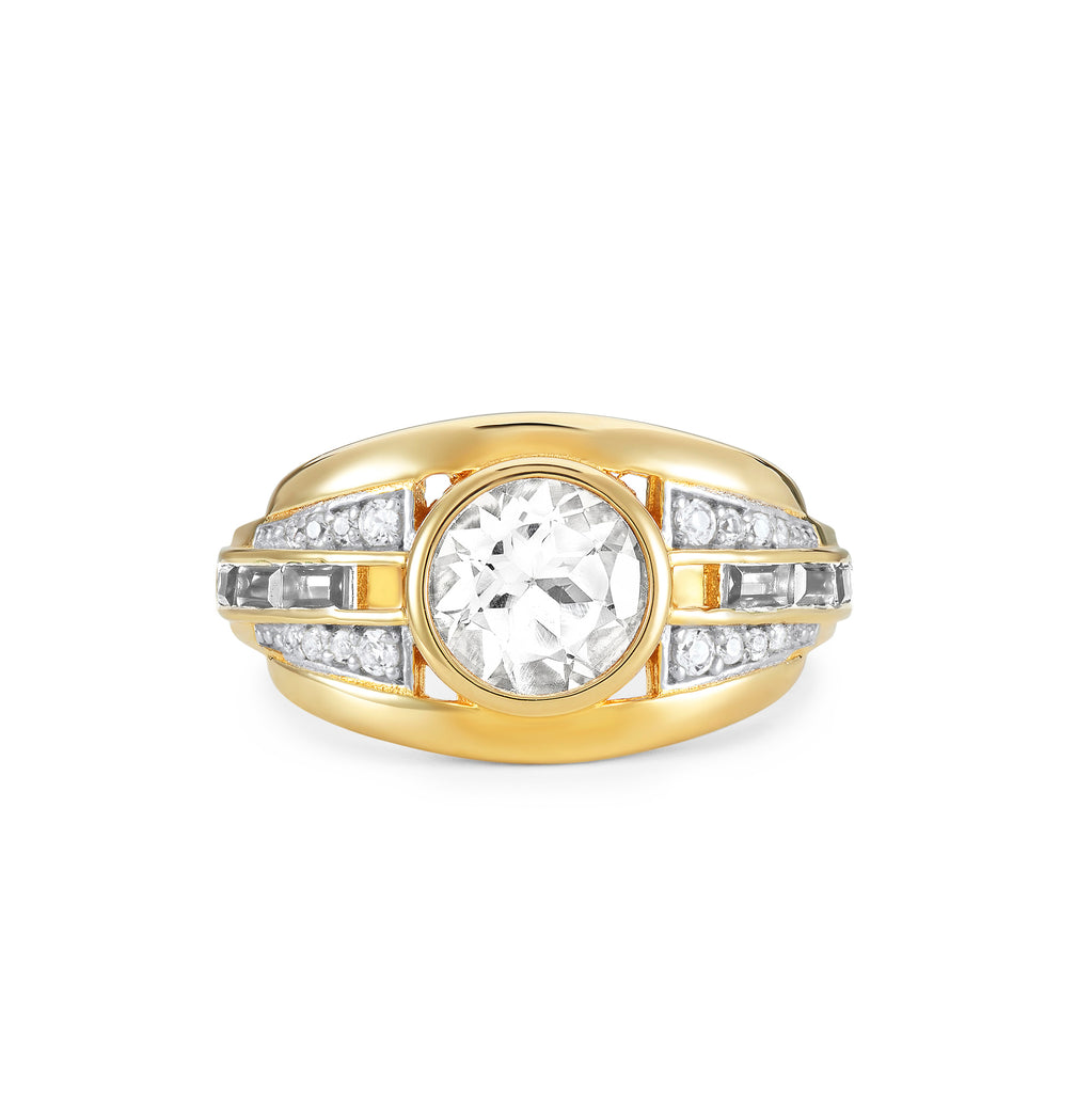 Olive Gold Ring with White Topaz | AW23 | V by Laura Vann – V By 