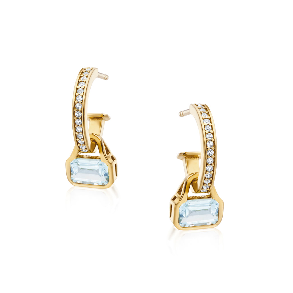 Rectangle Post Earrings with Removeable Bar and Drop 14k Yellow Gold