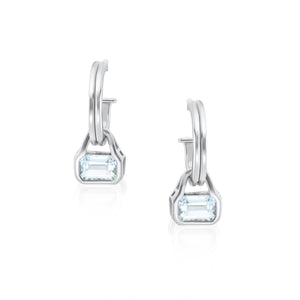 Blue Topaz Charms (March) on Double Row Hoops