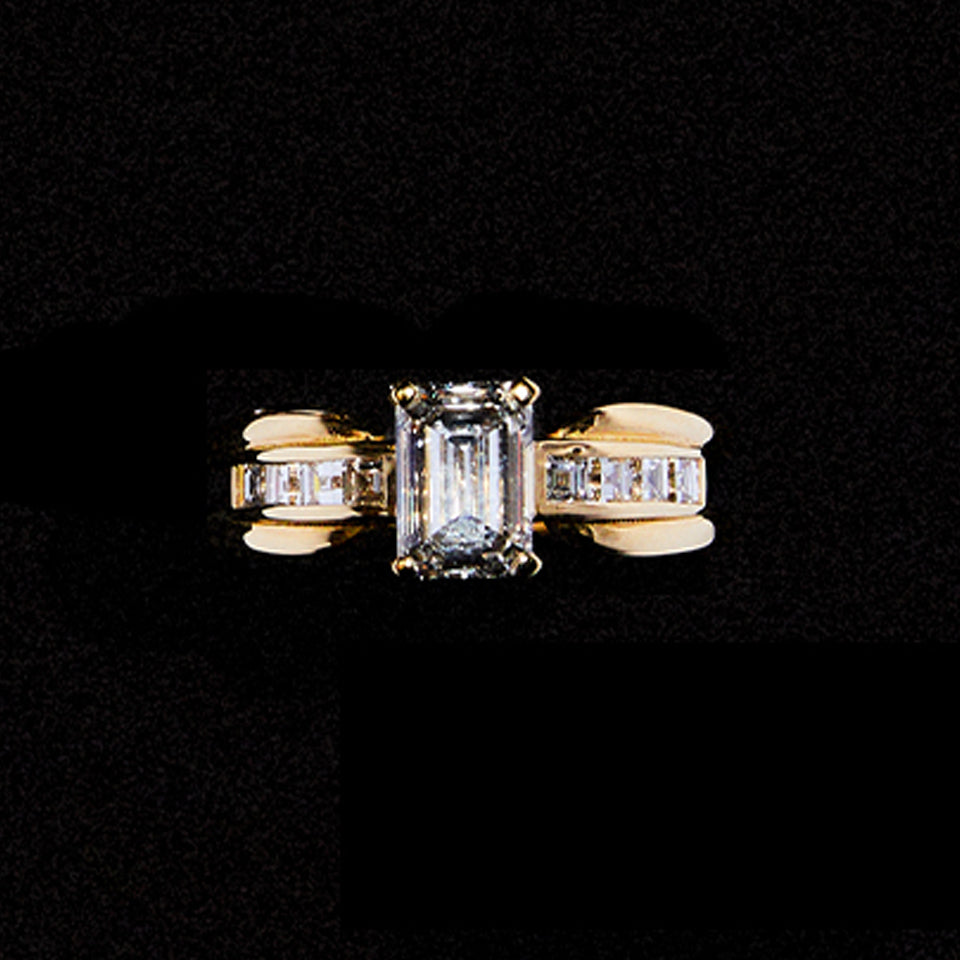 Emerald Cut Diamond Split Band Carre Set Ring | Thirteen Fine Rings | V by  Laura Vann – V By Laura Vann