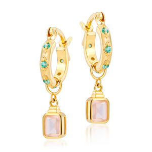 Lena Hoop Earrings + Emerald Cut Charms