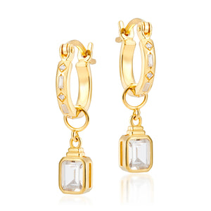 Iris Hoop Earrings + Emerald Cut Charms