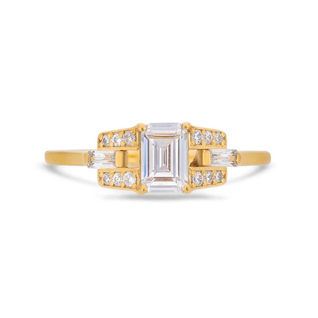 PACK: Gold Emerald Cut Buckle Ring