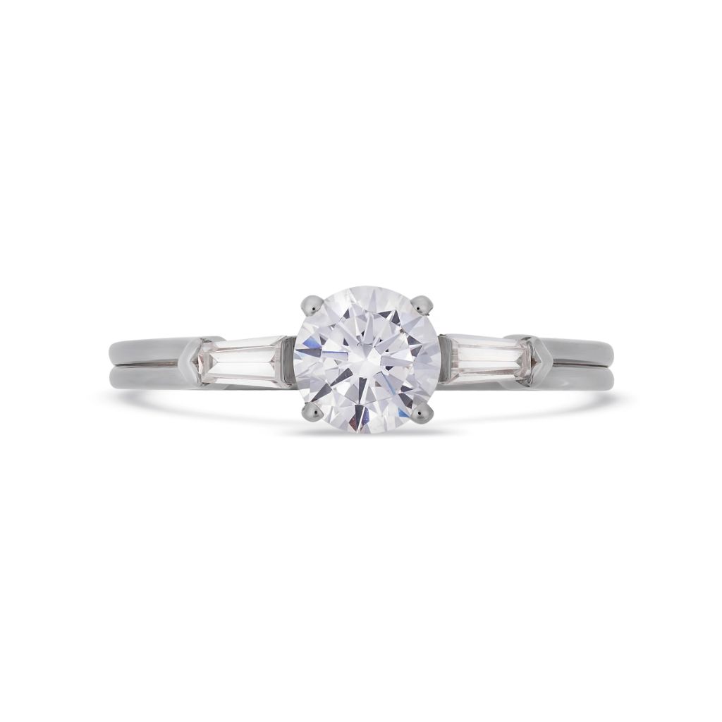 Illusion bullet brilliant cut diamond ring in white gold