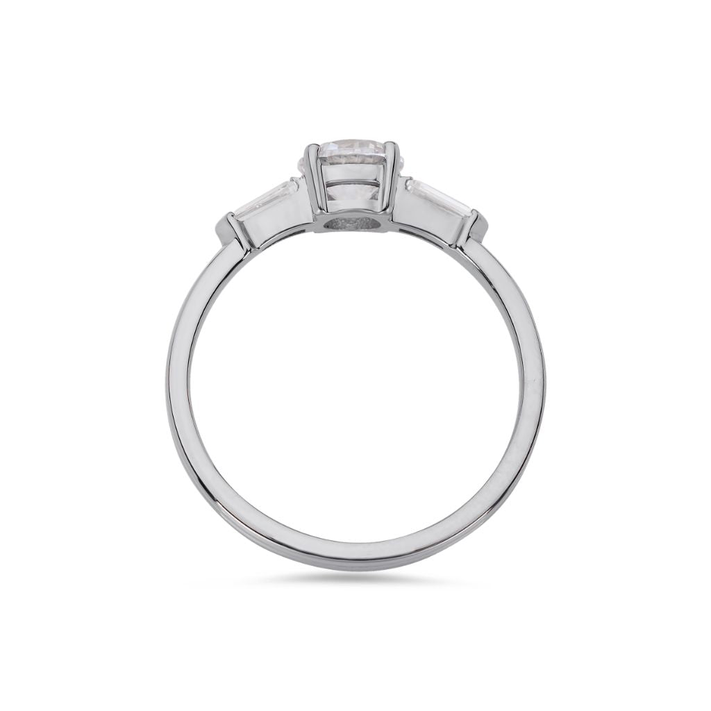 Illusion bullet brilliant cut diamond ring in white gold