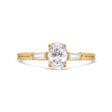 Illusion bullet & oval cut diamond ring in yellow gold