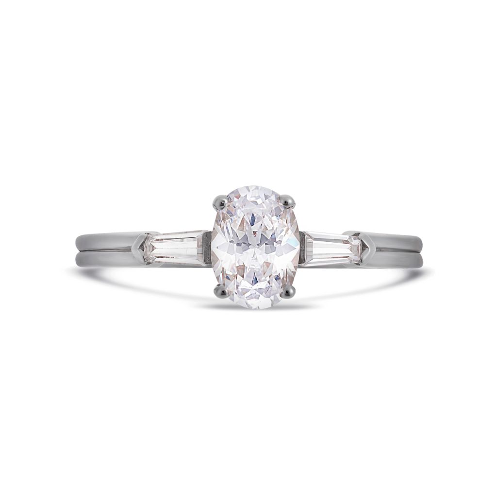 Oval baguette engagement ring sale