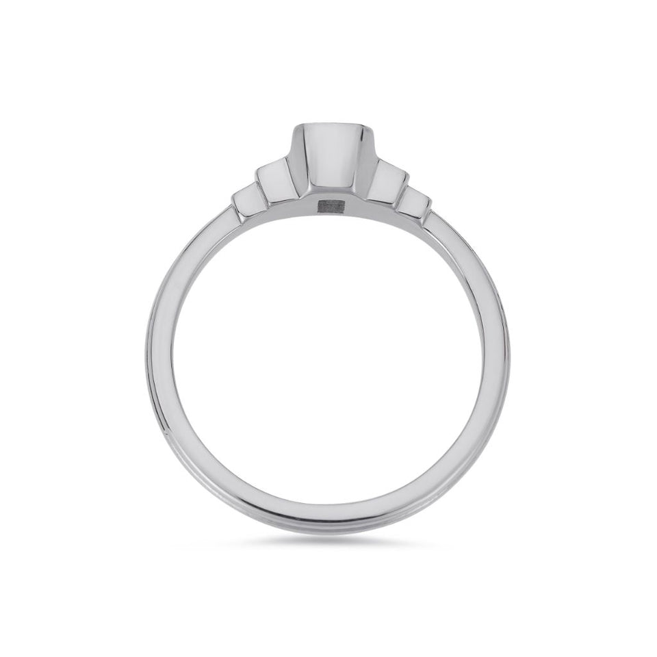 PACK: Platinum/White Gold Deco Cascading Emerald & Baguette Cut Ring