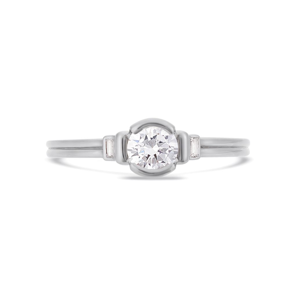 Solitaire diamond shop with baguettes