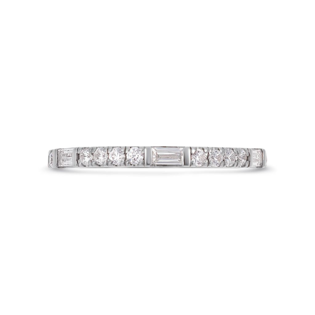 Bundle Sz-10 14K White Gold 2024 Finish Baguette CZ Ring.