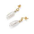 Emily Baroque Pearl Drop Earrings with White Topaz
