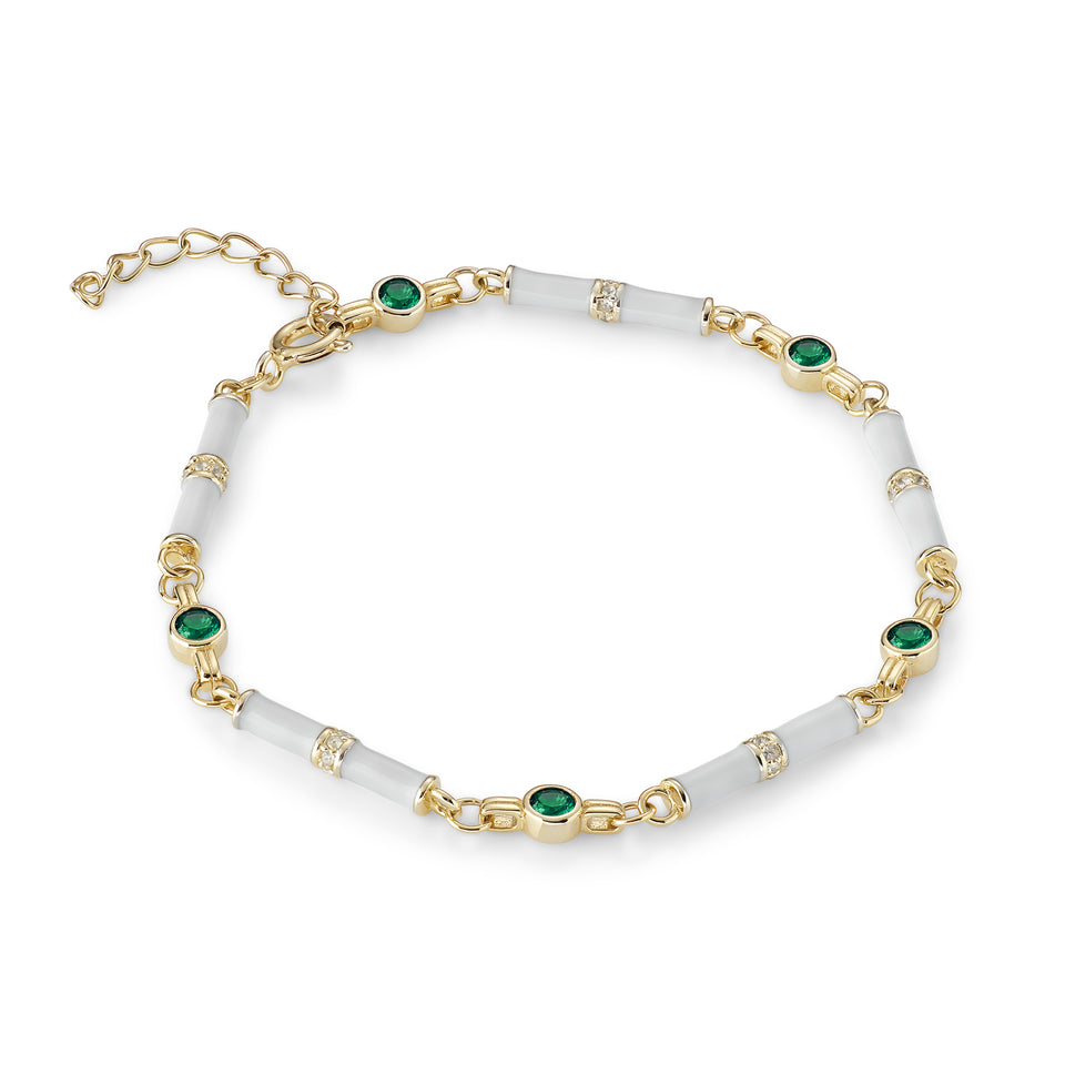 Ravishing One Gram Gold Bracelet Emerald AD White Stone BRAC620