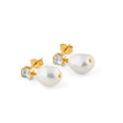 Bella Baroque Pearl Drop Earrings in Gold and White Topaz
