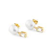 Scarlett Baroque Pearl Earrings in Gold and White Topaz