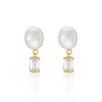 Scarlett Baroque Pearl Earrings in Gold and White Topaz