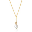 Bella Baroque Pearl Necklace in Gold and Champagne Stone