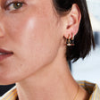 Dyllan Gold Hoop Earrings + Brown Enamel T-Bar Charms