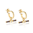 Dyllan Gold Hoop Earrings + Brown Enamel T-Bar Charms