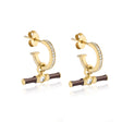 Dyllan Hoop Earrings + Brown Enamel T-Bar Charms