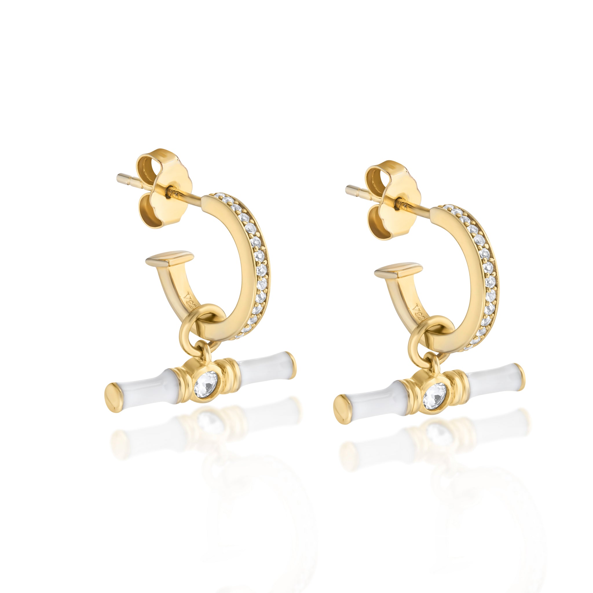 Dyllan Hoop Earrings + White Enamel T-Bar Charms