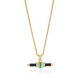 Bridget Black Enamel T-Bar Necklace with Emerald Green Stone