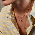 Bridget White Enamel T-Bar Necklace with Emerald Green Stone