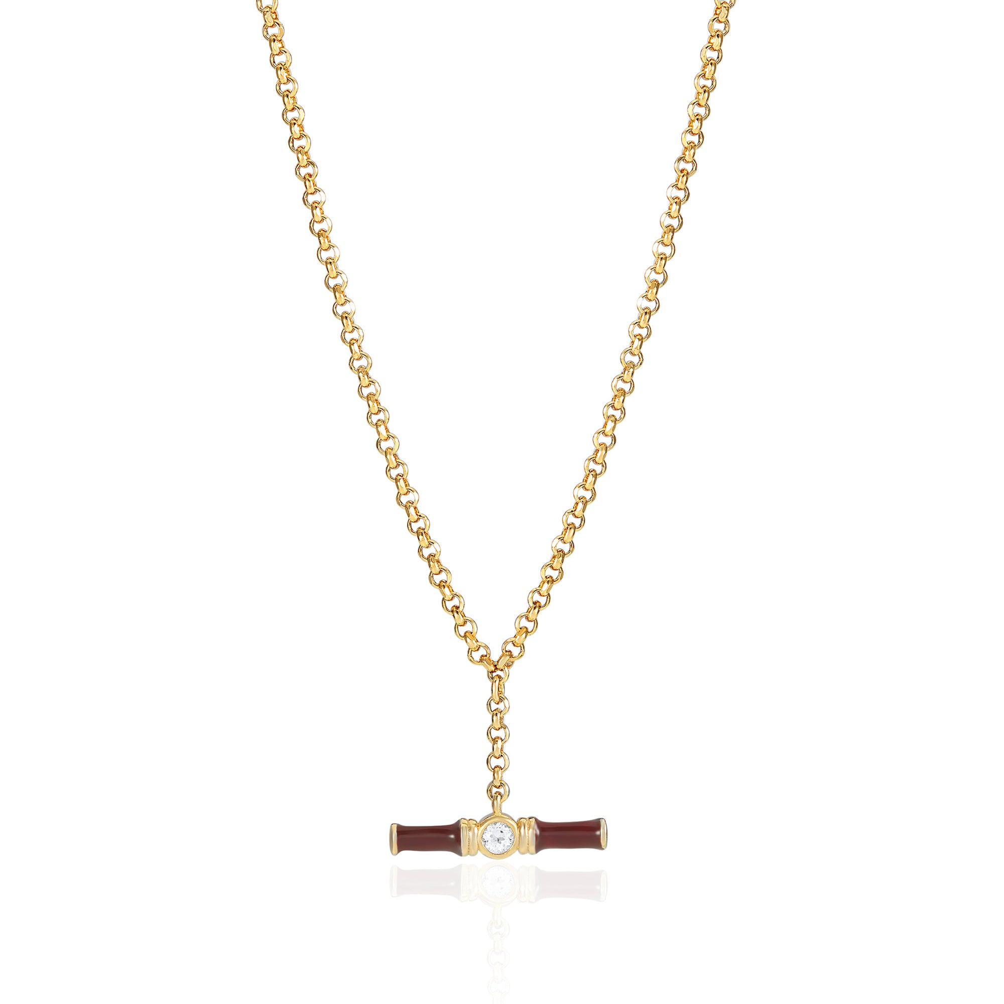 An 18ct gold bar and knot link watch Albert chain, fitted with an 18ct gold  T-bar, an 18ct gold swiv