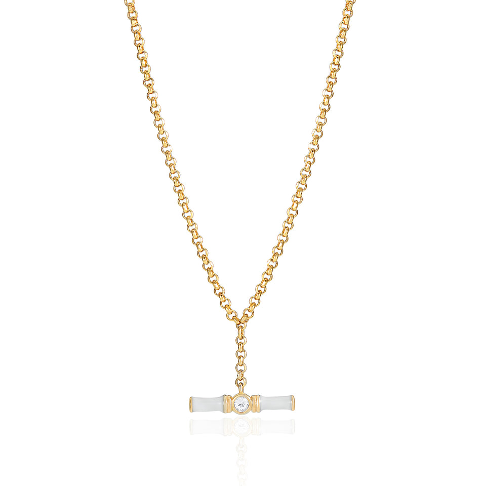9ct, 50cm Curb T-bar Fob Necklace | Pascoes