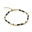 Marlowe Black Enamel Bracelet with Emerald Green Stone