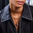 PRE-ORDER: Marlowe Black Enamel Necklace with Emerald Green Stone