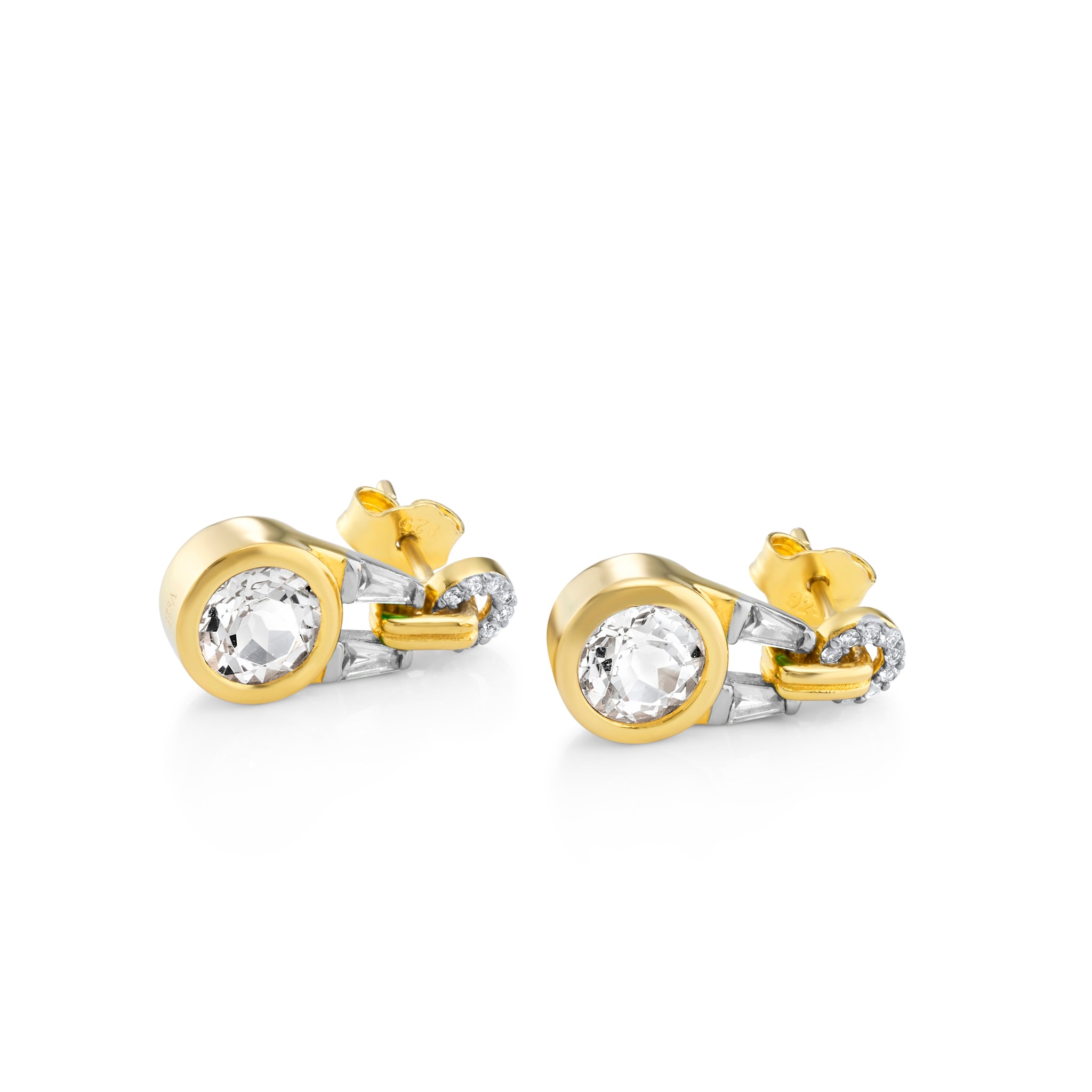 Olive Gold Earrings in White Topaz