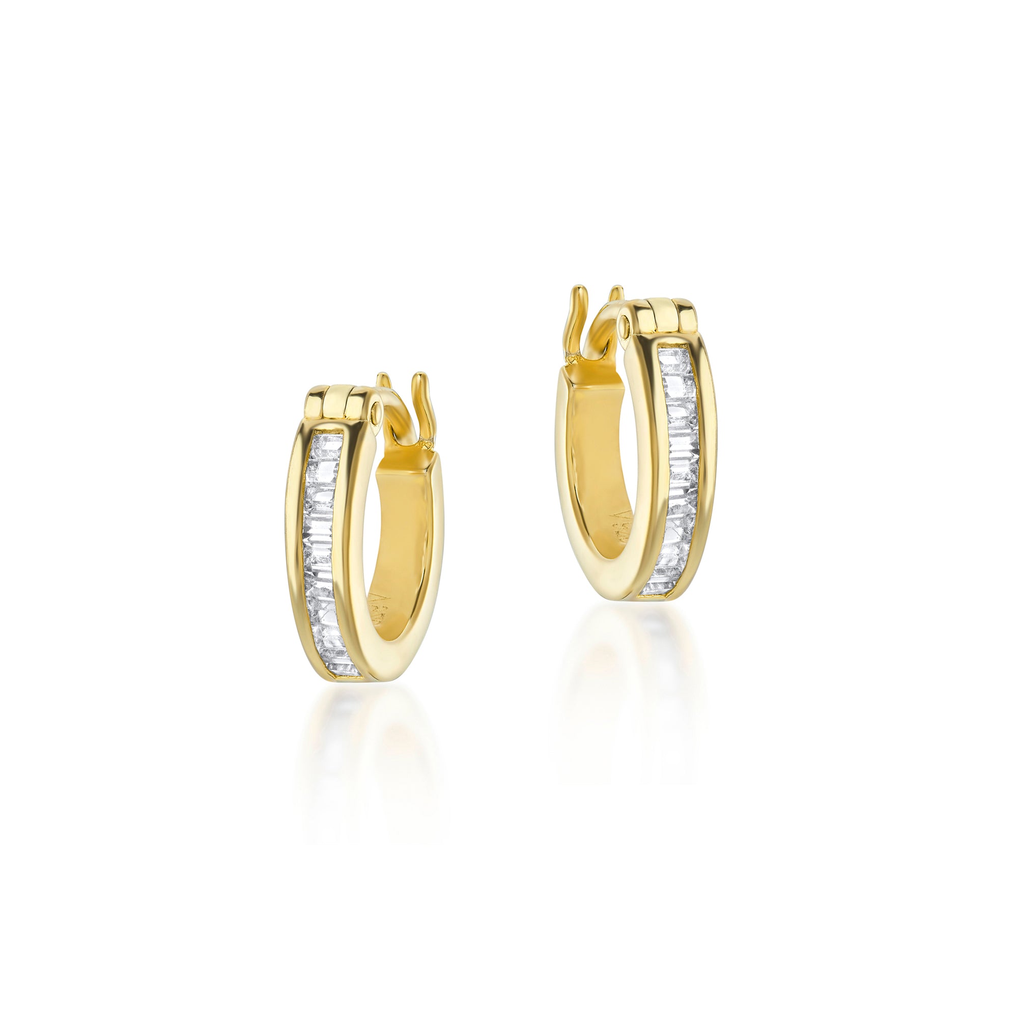 Phoebe Gold Hoops with Square Cut White Topaz