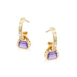 Amethyst Charms (February) on Baguette Cut Hoops