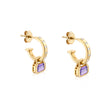 Amethyst Charms (February) on Baguette Cut Hoops