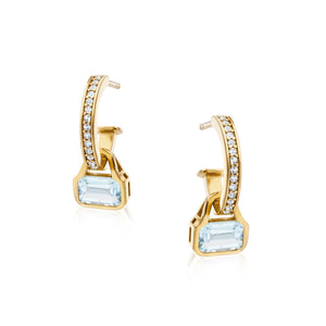 Blue Topaz Charms (March) on White Topaz Hoops