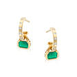 Green Agate Charms (May) on Baguette Cut Hoops