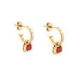Red Agate Charms (July) on Baguette Cut Hoops