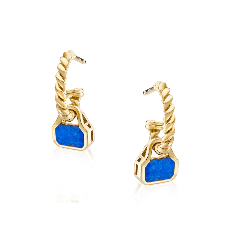 Blue Lapis Charms (September) on Twisted Hoops