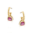 Rhodolite Charms (October) on Twisted Hoops