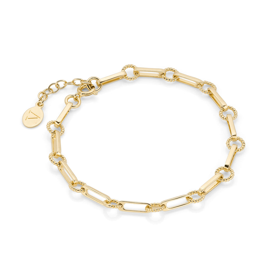 Twisted Link Vintage Chain Bracelet in Gold