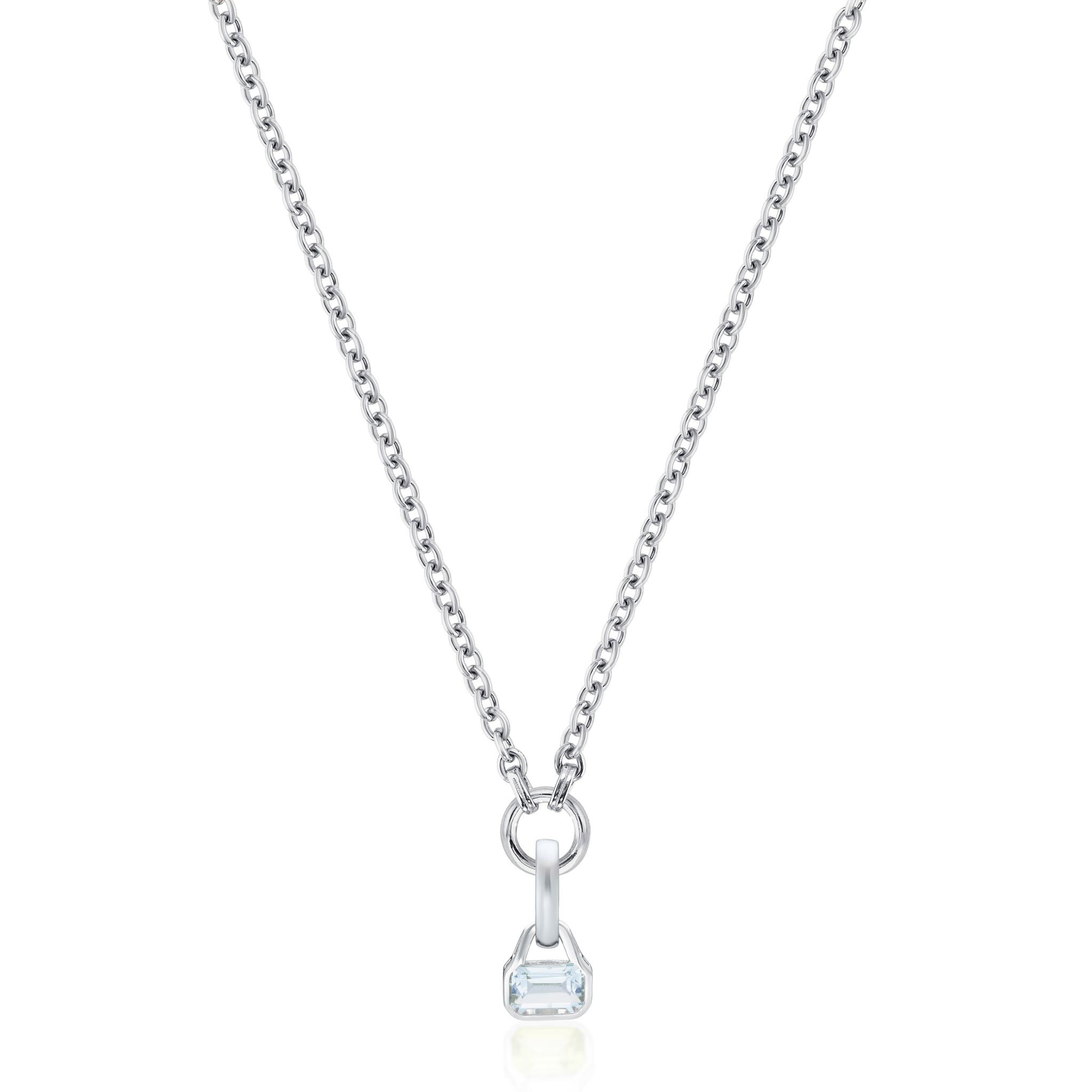 Blue Topaz Charm (March) on Carrier Chain
