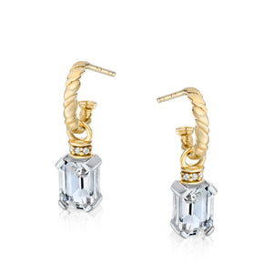Emerald Cut Charms on Twisted Hoops
