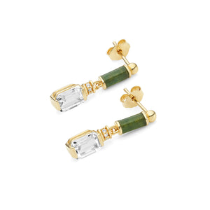 Column Emerald Cut Drop Earrings