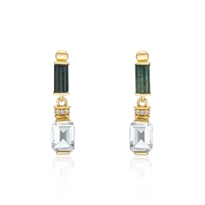 Column Emerald Cut Drop Earrings