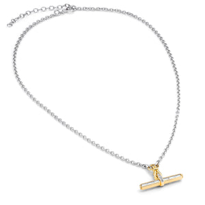 Jeane T-Bar Necklace on Belcher Chain