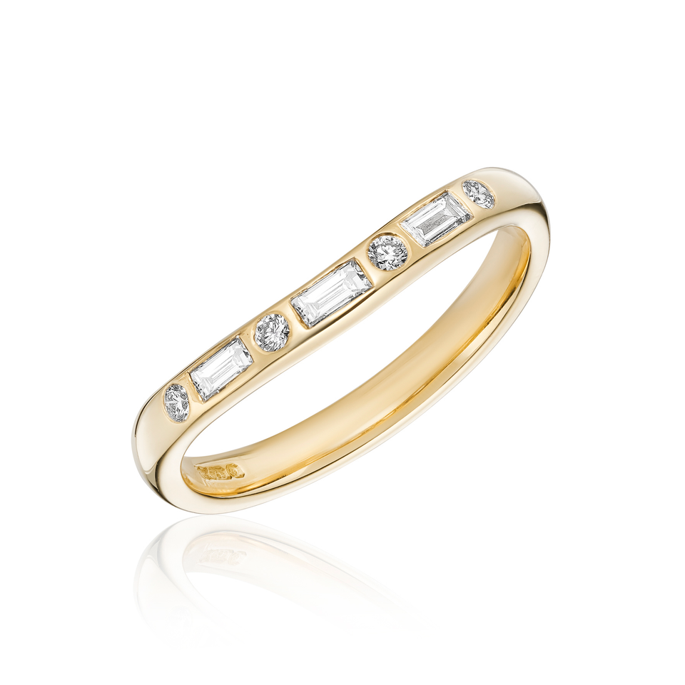 Scooped Brilliant and Baguette Cut Band