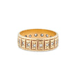 VINTAGE 9CT YELLOW GOLD BAND RING SET WITH CLEAR CUBIC ZIRCONIA