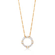 Luna Gold Circle Necklace on Figaro Chain