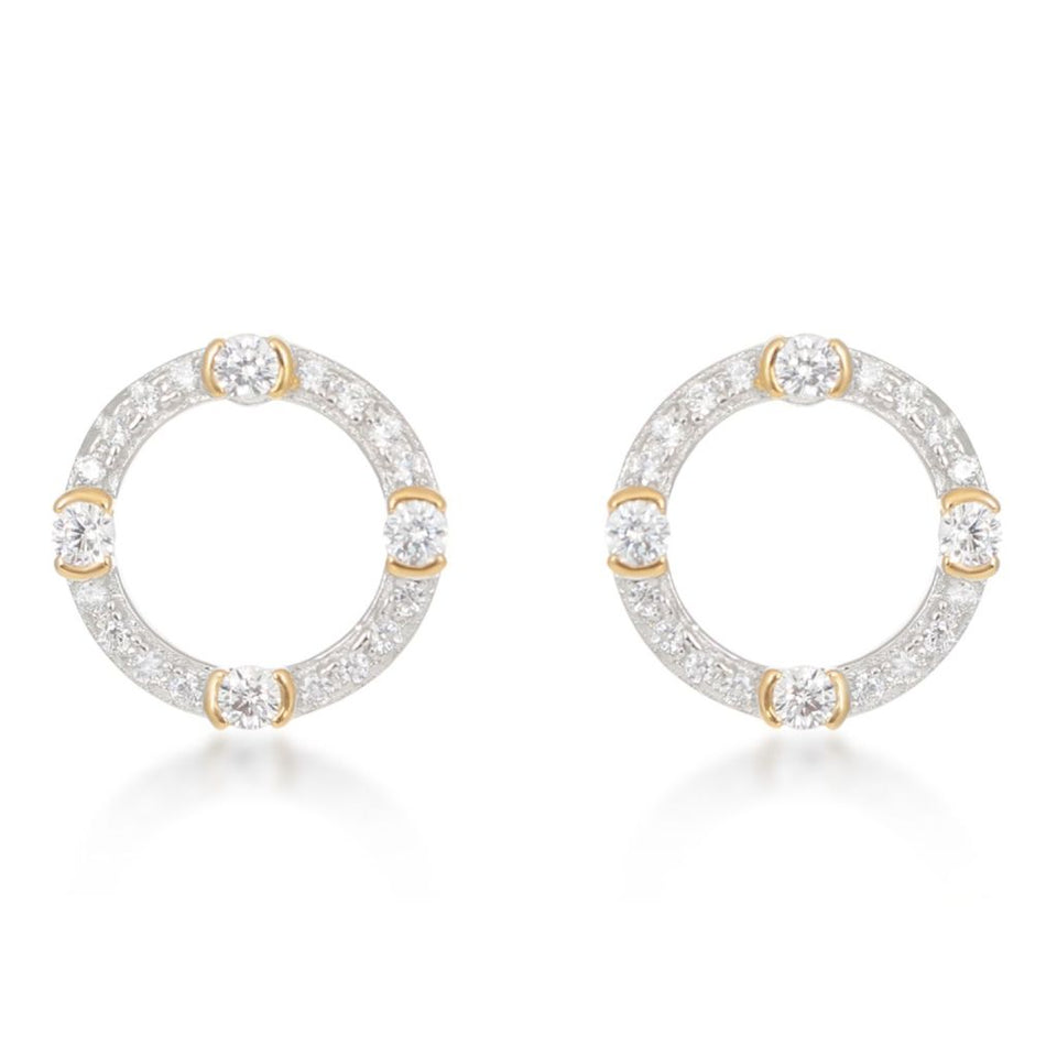Luna Gold Circle Stud Earrings